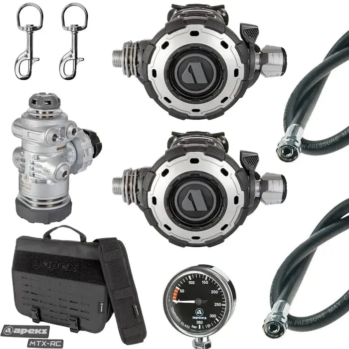 Apeks Mtx-Rc Single Cylinder Long Hose Set, Stage 4, Reg Bag Included Apeks