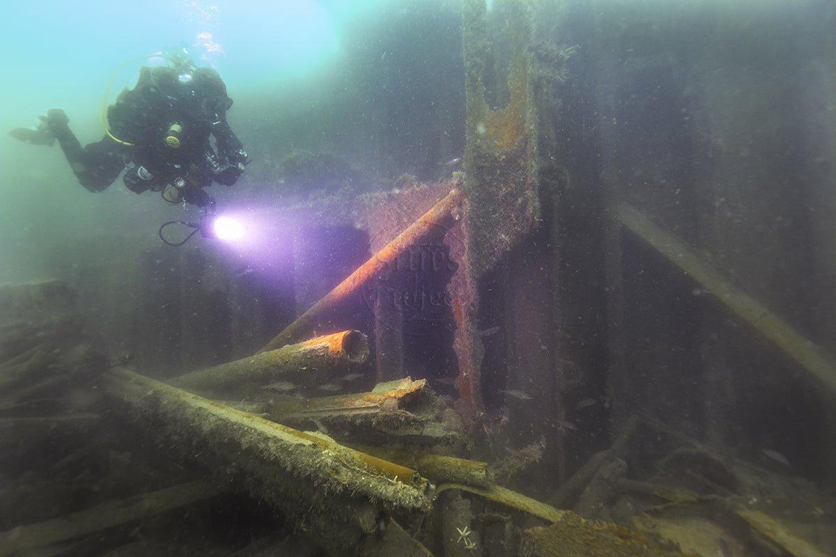 diver diving the james eagan layne wreck