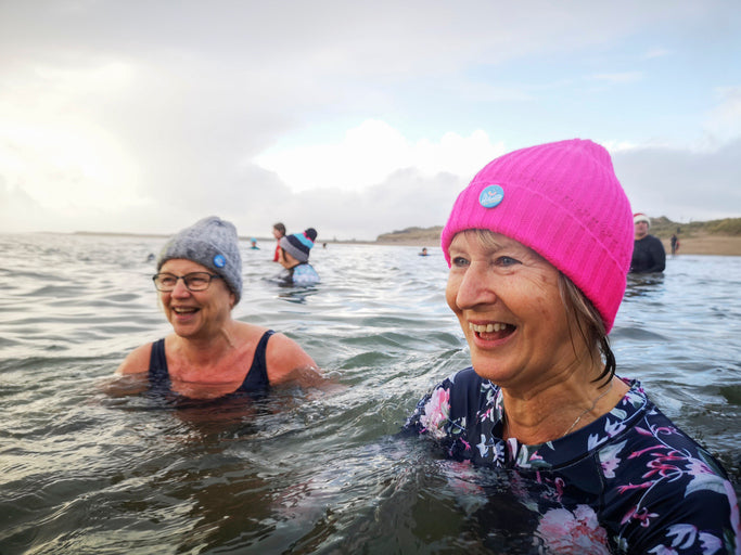 two female open water swimmers