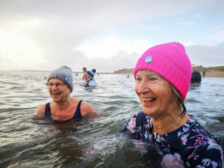 two female open water swimmers