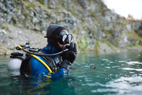 male scuba diver in the water 